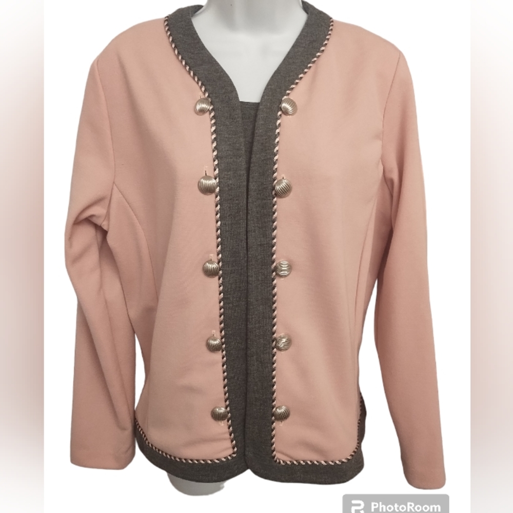 Stuart Alan grey and pink blazer with piping detail
